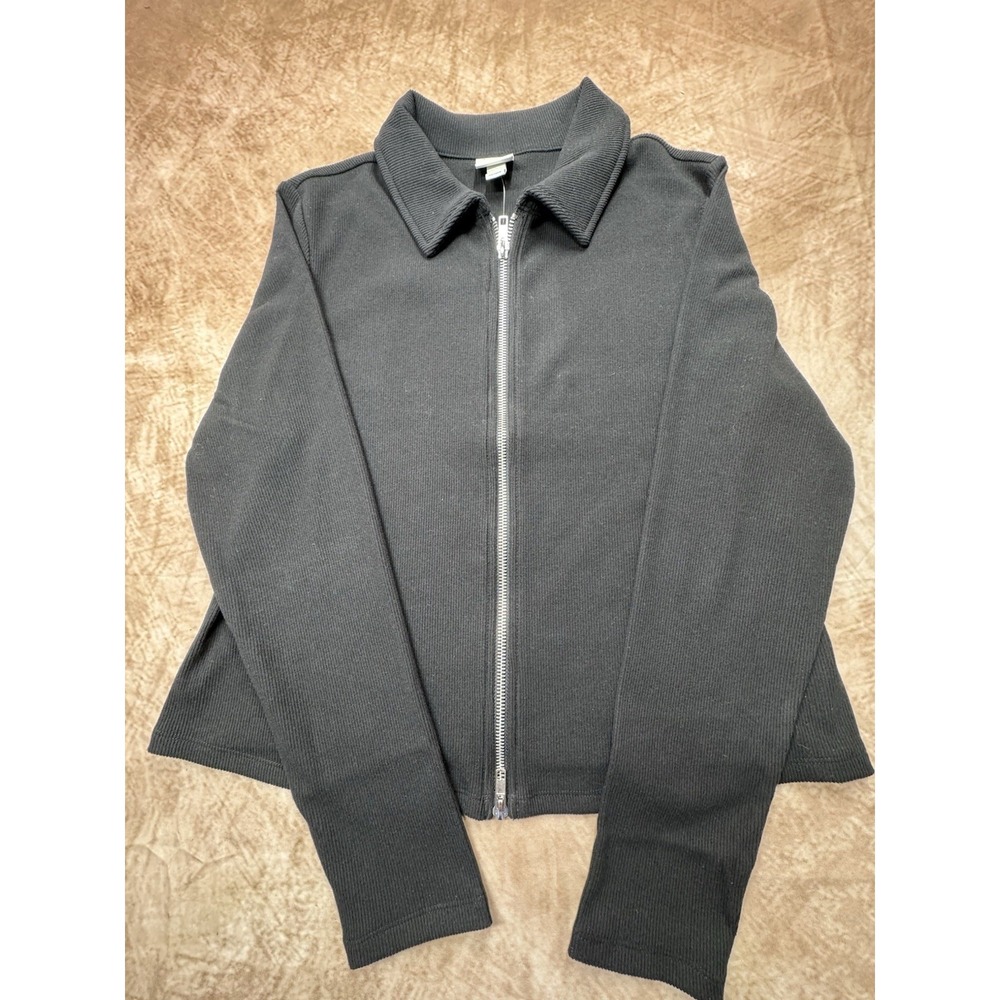 A New Day Sweater Full Zip Up Black Womens Size XL